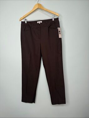 NWT Nanette Lepore Tailored Straight-Leg Pants in Dark Brown
